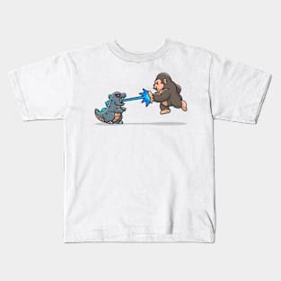 Cute Godzilla Gushes Fire At Kong Cartoon Kids T-Shirt